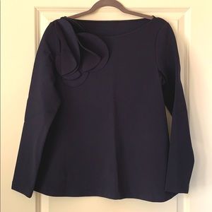COS dark blue long sleeve blouse.